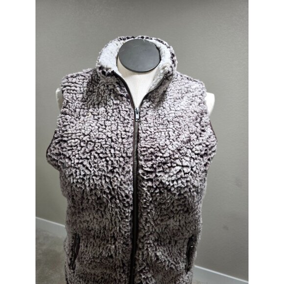 Thread & Supply Womens Sherpa Zip-Up Vest Medium 100% Polyester Brown - Picture 7 of 8